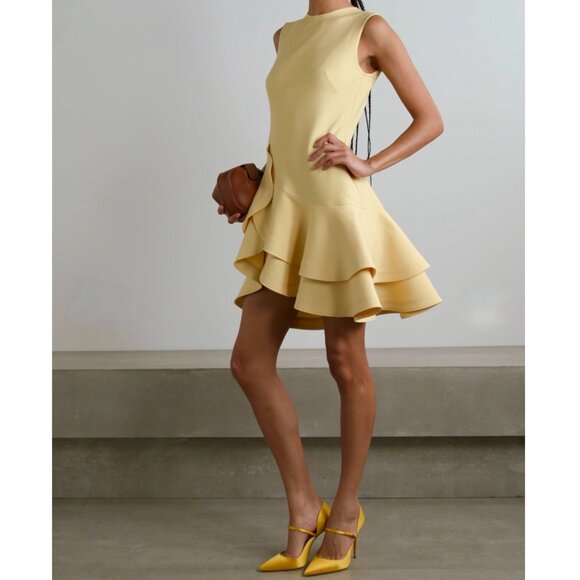 OSCAR DE LA RENTA Ruffled wool-blend crepe mini dress Size XS/S NEW - Picture 11 of 15